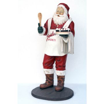 Weihnachtsmann mit Torte lebensgroß