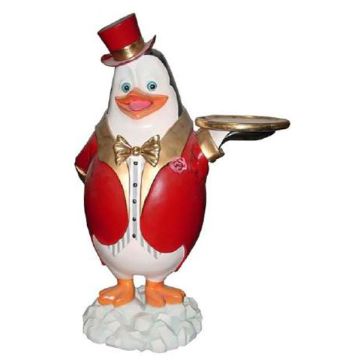 Pinguin als Butler lebensgroß