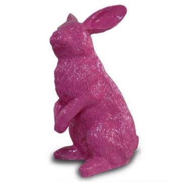 Stehender Hase pink lebensgroß