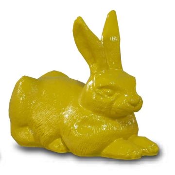 Liegender Hase gelb lebensgroß