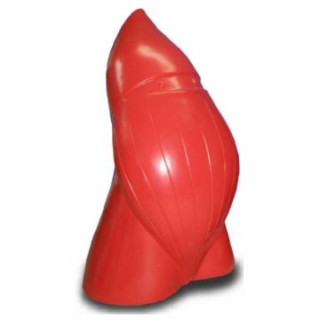 Großer moderner Weihnachtszwerg rot lebensgroß