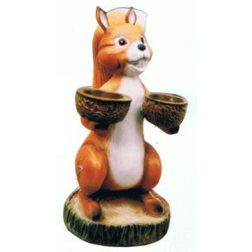 Großes Eichhörnchen mit 2 Schälchen lebensgroß