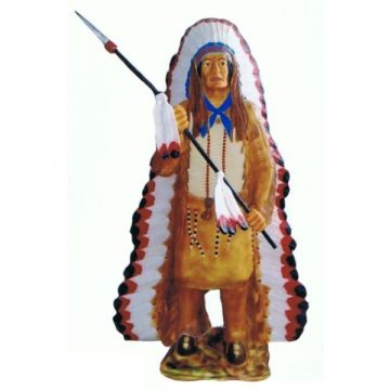 Indianerhäuptling mit Sperr lebensgroß