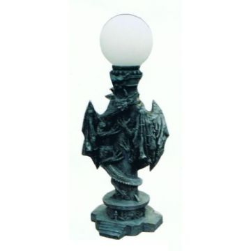 Stehlampe mit Drachen an der Säule und Kugelglas verkleinert