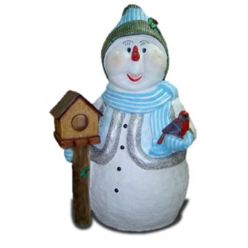 Schneemann mit Vogelhaus lebensgroß