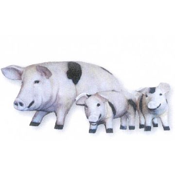 Schwein mit Jungen 3-teilig Höhe: 25 - 50 cm lebensgroß