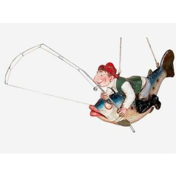 Angler auf  Fisch verkleinert