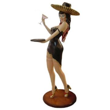 Kellnerin mit Sombrero lebensgroß
