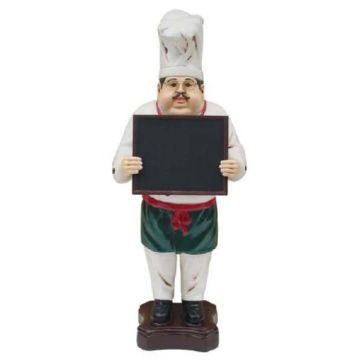 Koch hält Menütafel verkleinert