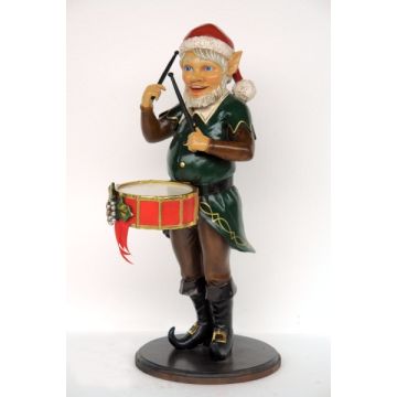 Weihnachtself mit Trommel lebensgroß