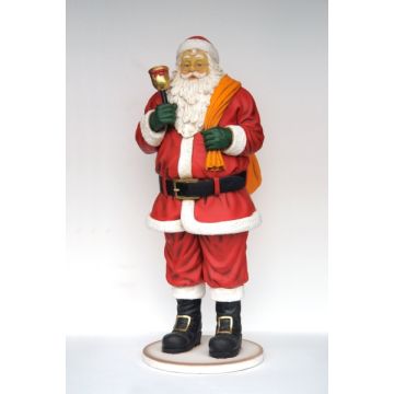 Santa Claus mit Glöckchen und Sack groß lebensgroß