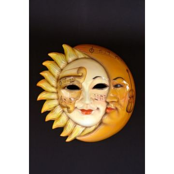 Maske Sonne-Mond Gelb lebensgroß
