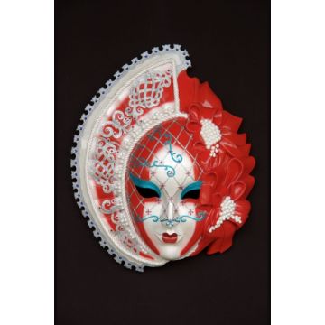 Maske Stella Weiß-Rot vergrößert