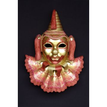 Maske Buffone Rot-Gold vergrößert