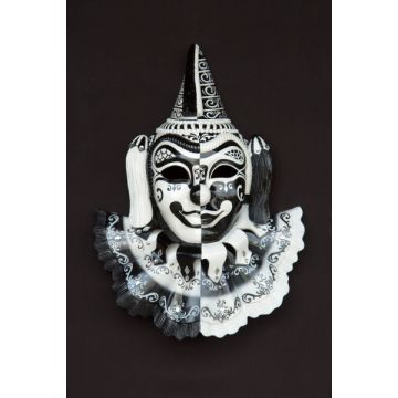 Maske Buffone Schwarz-Weiß vergrößert