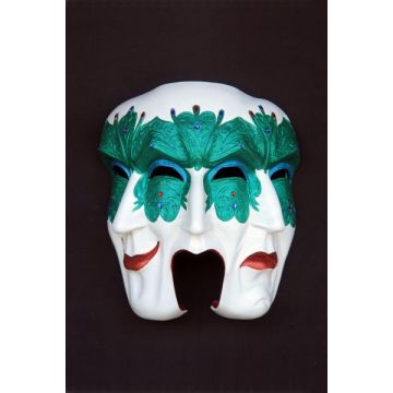Maske Pulcinella Grün lebensgroß