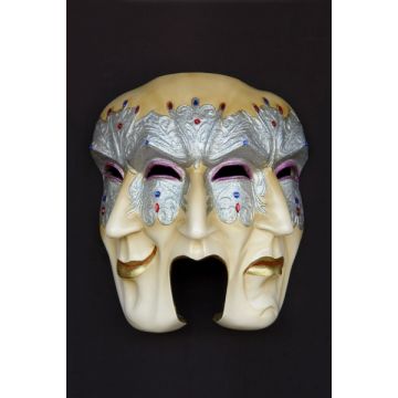 Maske Pulcinella Silber lebensgroß