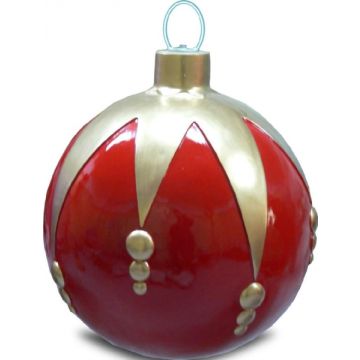 Weihnachtskugel strukturiert Klein Rot-Gold vergrößert