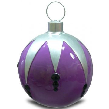 Weihnachtskugel strukturiert Klein Lila-Silber vergrößert