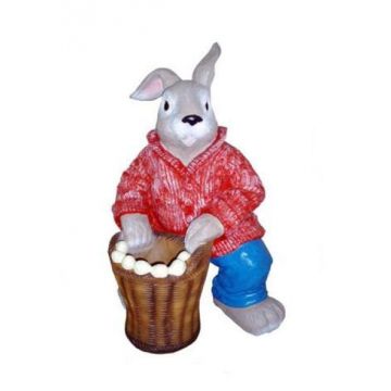 Osterhase sitzend mit Korb vergrößert