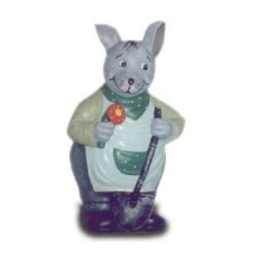 Hase als Gärtner lebensgroß