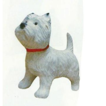 West Highland Terrier mit rotem Halsband lebensgroß