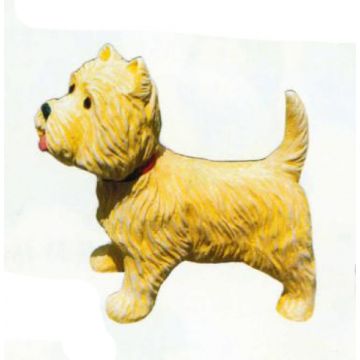 West Highland Terrier mit ausgestreckter Zunge lebensgroß