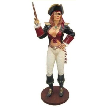 Piratenlady mit Pistole lebensgroß