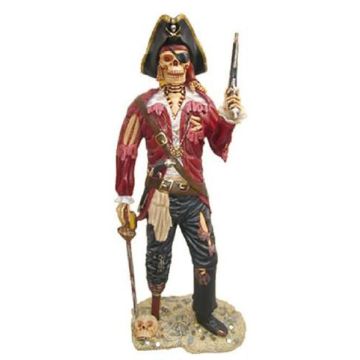 Piratenskelett mit Pistole lebensgroß