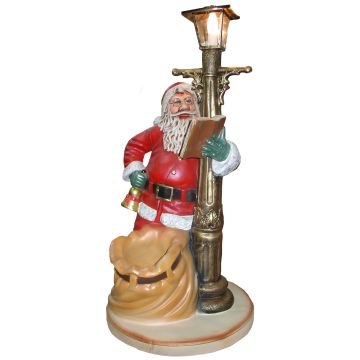 Weihnachtsmann mit Sack an Laterne , elektrisch beleuchtet verkleinert