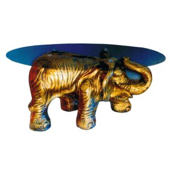 Glastisch mit Elefant (gold) verkleinert