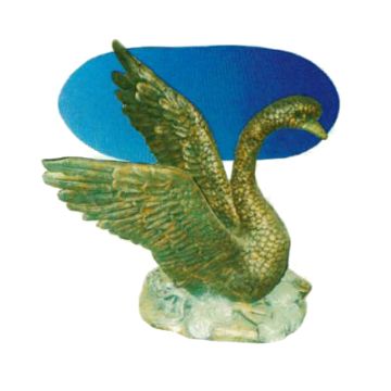 Glastisch mit goldenem Schwan lebensgroß