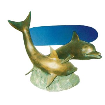 Glastisch mit goldenen Delfinen verkleinert