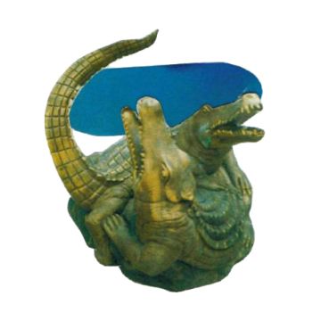 Glastisch mit Krokodilen verkleinert