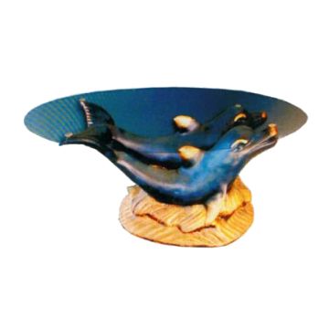 Glastisch mit Delfinen verkleinert