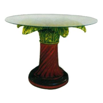 Glastisch mit Palmensäule verkleinert