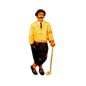 kleiner Golfer beige mit Schläger und Golfball verkleinert