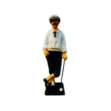 kleiner Golfer beige mit Schläger und Golfball verkleinert