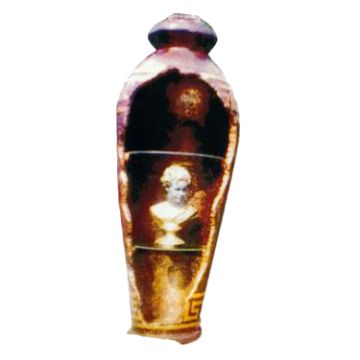 antike Vase mit 2 Glasböden lebensgroß