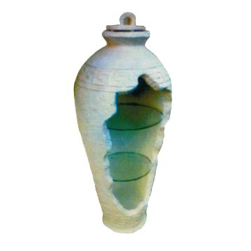 helle antike Vase mit 2 Glasböden lebensgroß