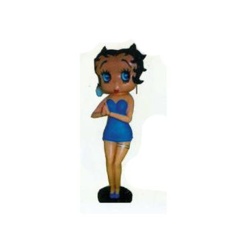 Betty Boop stehend im blauen Kleid lebensgroß