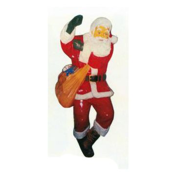 am Seil hängender Weihnachtsmann mit Sack groß lebensgroß