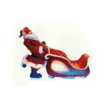 Weihnachtsmann schiebt Schlitten für Geschenke verkleinert