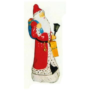 Weihnachtsmann groß mit Laterne und Geschenksack lebensgroß