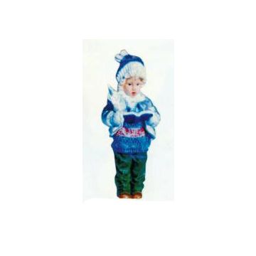 Winterkind Junge mit Buch klein verkleinert