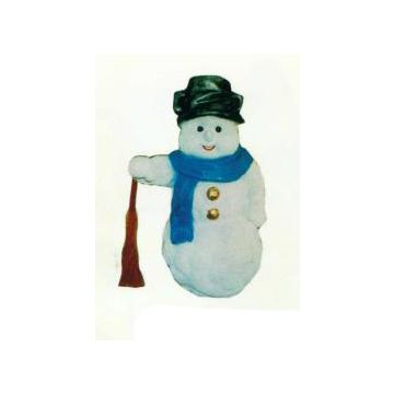 Schneemann mit Besen in der Hand verkleinert
