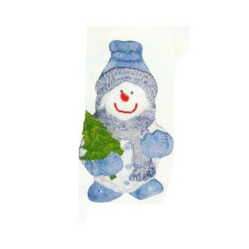 warm angezogener Schneemann mit Tannenbaum verkleinert