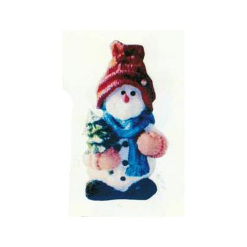bunt angezogener Schneemann klein verkleinert