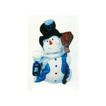 Schneemann mit Laterne und Besen verkleinert