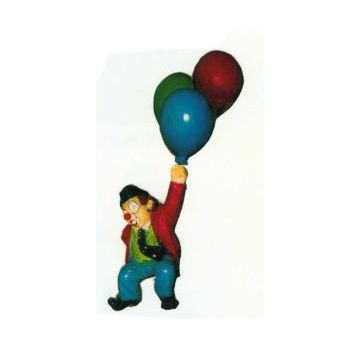 kleiner Clown hängend an Luftballons verkleinert